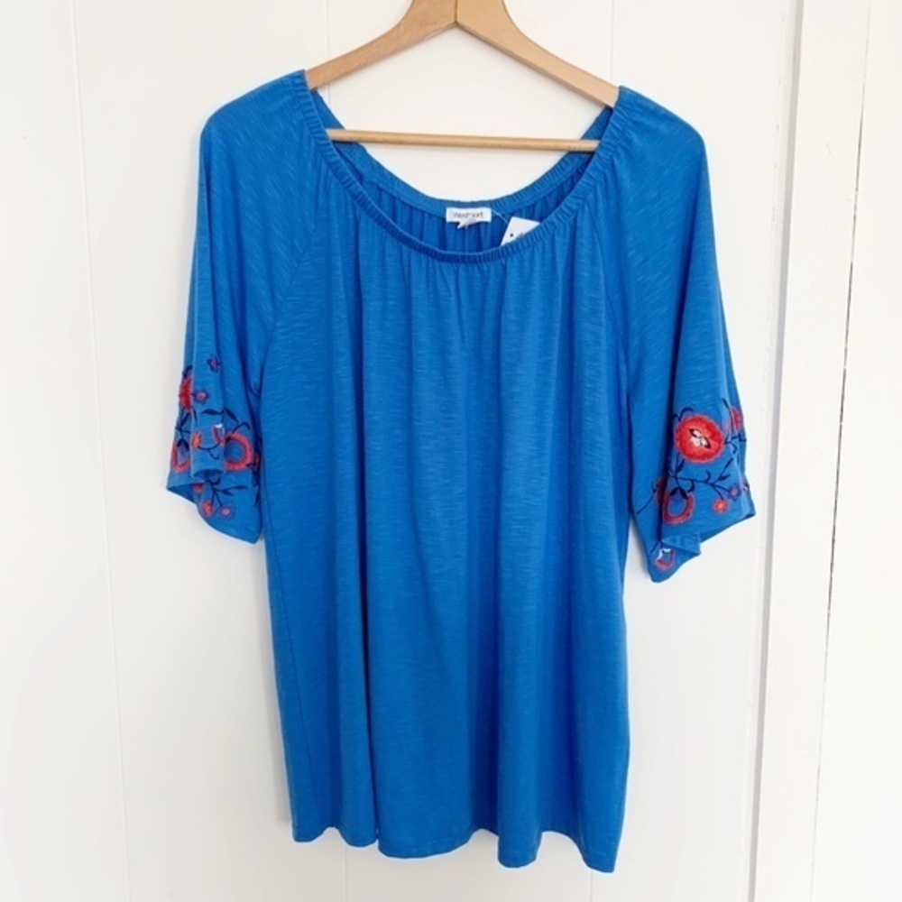 NWT‎ Westport off shoulder floral embroidered top